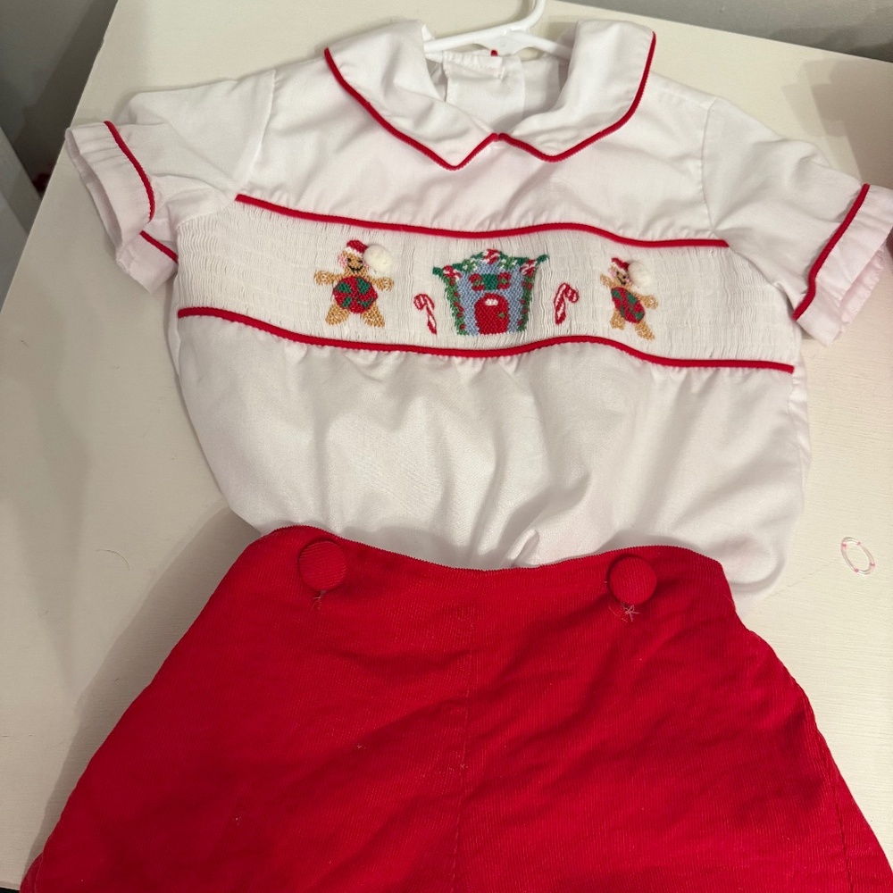 Toddler Boy Christmas Red Velvet Short Set
